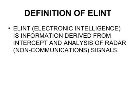 ELINT Definition & Usage Examples .